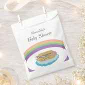 Retro Rainbow Noah's Ark Baby shower Bedankzakje (Geknipt)