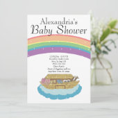 Retro Rainbow Noah's Ark Baby shower Kaart (Staand voorkant)