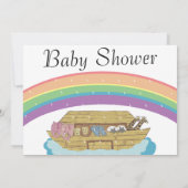 Retro Rainbow Noah's Ark Baby shower Kaart (Achterkant)
