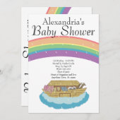 Retro Rainbow Noah's Ark Baby shower Kaart (Voorkant / Achterkant)