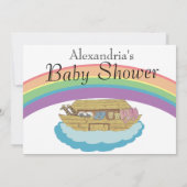 Retro Rainbow Noah's Ark Baby shower Kaart (Achterkant)