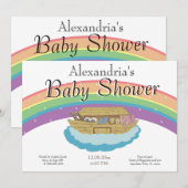 Retro Rainbow Noah's Ark Baby shower Kaart (Voorkant / Achterkant)