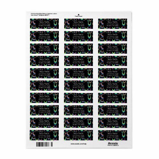 Retro Rainbow Ovals Retour Adres Label (Full Sheet)