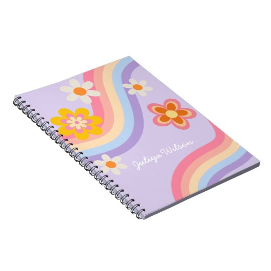 Retro Rainbow paarse Notitieboek (Rechterzijde)