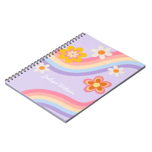 Retro Rainbow paarse Notitieboek (Linkerzijde)