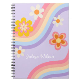 Retro Rainbow paarse Notitieboek