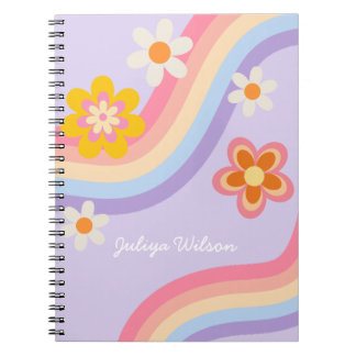 Retro Rainbow paarse Notitieboek