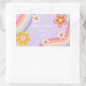 Retro Rainbow paarse terug naar school Rechthoekige Sticker (Tas)