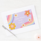 Retro Rainbow paarse terug naar school Rechthoekige Sticker (Envelop)