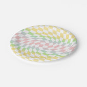 Retro Rainbow Pastel Checkerboard met ketting Papieren Bordje (Gekanteld)