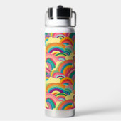 Retro Rainbow patroon Gepersonaliseerde naam Waterfles (Achterkant)