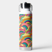 Retro Rainbow patroon Gepersonaliseerde naam Waterfles (Voorkant)