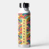 Retro Rainbow patroon Gepersonaliseerde naam Waterfles (Links)