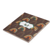 Retro Rainbow Pattern van 1970 | Monogram Tile Tegeltje (Zijkant)