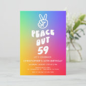 Retro Rainbow Peace Out Any Age Verjaardag Kaart (Staand voorkant)