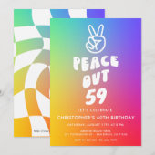 Retro Rainbow Peace Out Any Age Verjaardag Kaart (Voorkant / Achterkant)