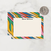 Retro Rainbow Persoonlijke naam Modern Note Kaart Notitiekaartje (Voorkant / Achterkant in situ)
