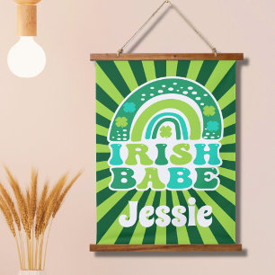 Retro Rainbow Persoonlijke naam St. Patrick's Day Hangend Wandkleed