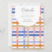 Retro Rainbow Plaid Checkerboard Baby shower Kaart (Achterkant)