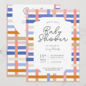 Retro Rainbow Plaid Checkerboard Baby shower Kaart (Voorkant / Achterkant)