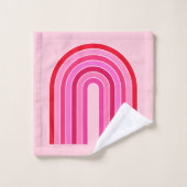 Retro Rainbow Preppy roze en rode Arch Bad Handdoek (Wasdoekje)