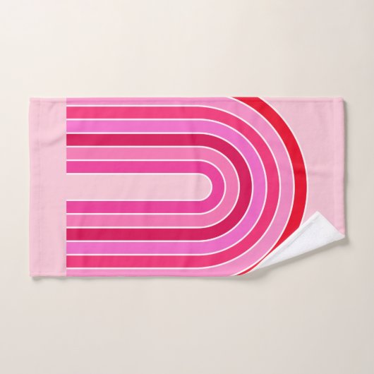 Retro Rainbow Preppy roze en rode Arch Bad Handdoek (Handdoek)