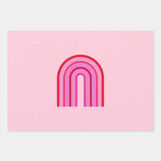 Retro Rainbow Preppy roze en rode Arch Inpakpapier Vel (Voorkant 2)