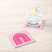 Retro Rainbow Preppy roze en rode Arch Kartonnen Onderzetters (Insitu)