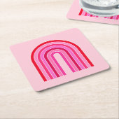 Retro Rainbow Preppy roze en rode Arch Kartonnen Onderzetters (Schuin)