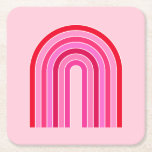 Retro Rainbow Preppy roze en rode Arch Kartonnen Onderzetters<br><div class="desc">Abstracte regenboog met Retro - roze en rood.</div>