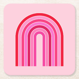 Retro Rainbow Preppy roze en rode Arch Kartonnen Onderzetters