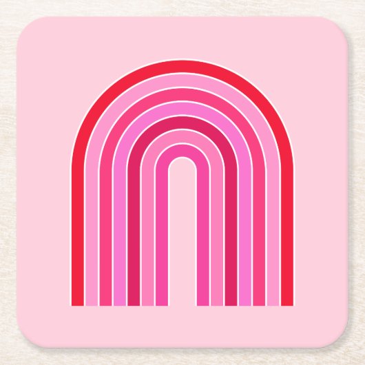 Retro Rainbow Preppy roze en rode Arch Kartonnen Onderzetters (Voorkant)