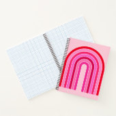 Retro Rainbow Preppy roze en rode Arch Notitieboek (Binnen)
