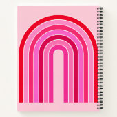 Retro Rainbow Preppy roze en rode Arch Notitieboek (Achterkant)