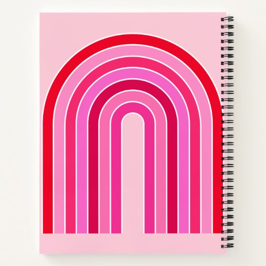 Retro Rainbow Preppy roze en rode Arch Notitieboek (Achterkant)