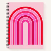 Retro Rainbow Preppy roze en rode Arch Notitieboek (Voorkant)
