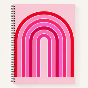 Retro Rainbow Preppy roze en rode Arch Notitieboek