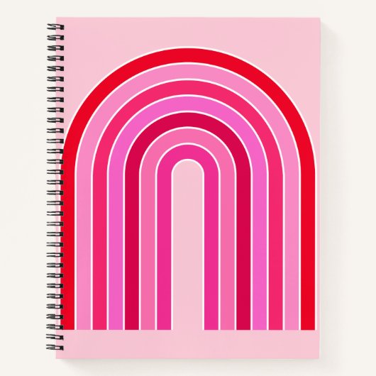 Retro Rainbow Preppy roze en rode Arch Notitieboek (Voorkant)