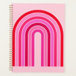 Retro Rainbow Preppy roze en rode Arch Planner<br><div class="desc">Abstracte regenboog met Retro - roze en rood.</div>