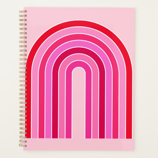 Retro Rainbow Preppy roze en rode Arch Planner (Voorkant)