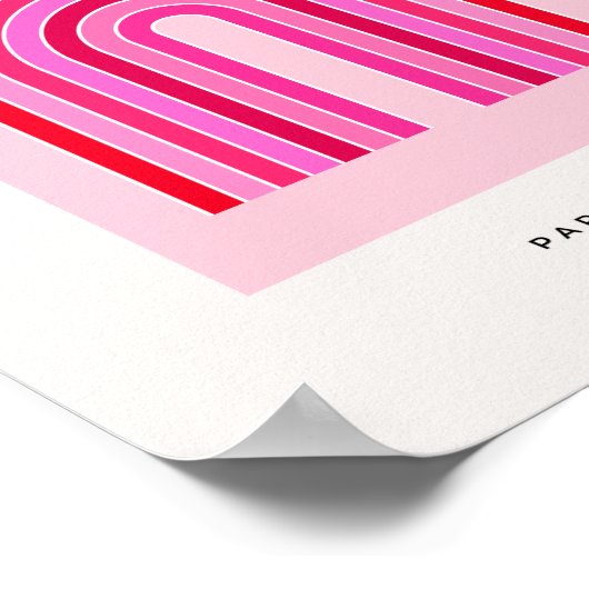 Retro Rainbow Preppy roze en rode Arch Poster (Hoek)