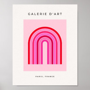 Retro Rainbow Preppy roze en rode Arch Poster
