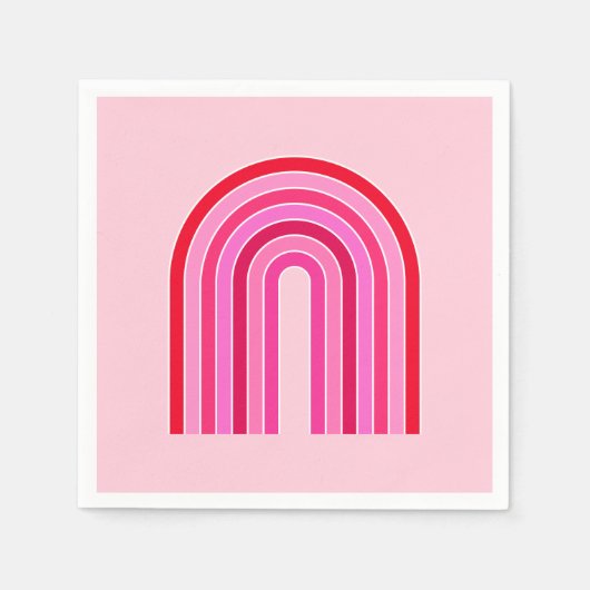 Retro Rainbow Preppy roze en rode Arch Servet (Voorkant)