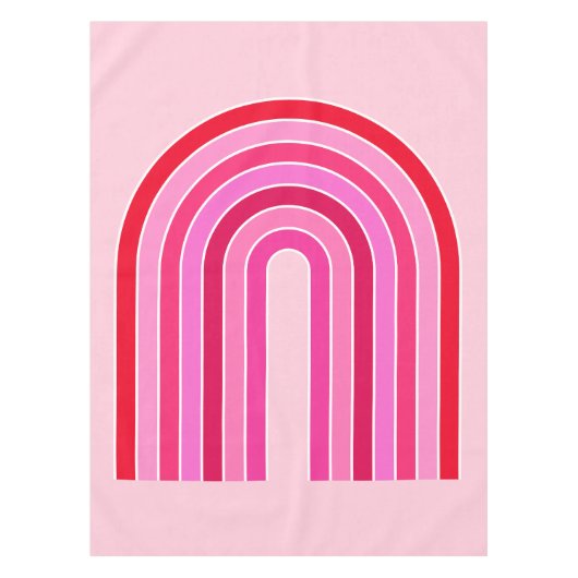 Retro Rainbow Preppy roze en rode Arch Tafelkleed (Voorkant)