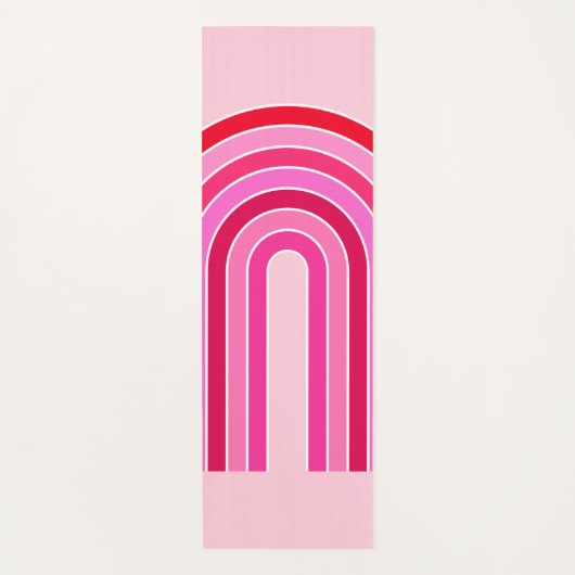 Retro Rainbow Preppy roze en rode Arch Yogamat (Voorkant)
