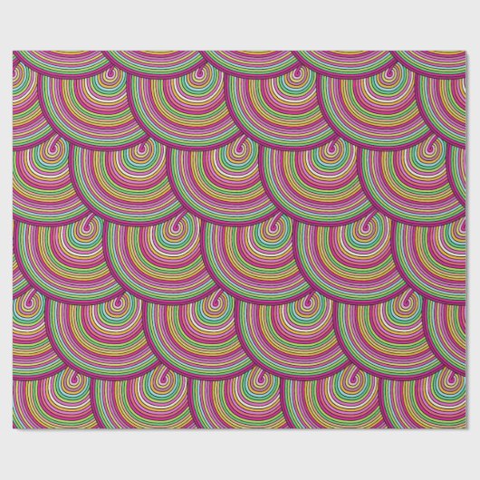 Retro Rainbow Psychedelic Circles Pattern Cadeaupapier (Vlak)