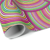 Retro Rainbow Psychedelic Circles Pattern Cadeaupapier (Rol Hoek)