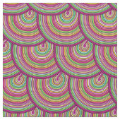 Retro Rainbow Psychedelic Circles Pattern Stof (Close Up)