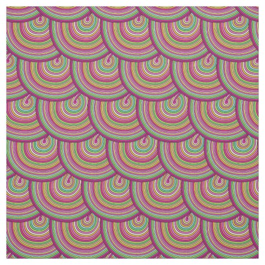 Retro Rainbow Psychedelic Circles Pattern Stof (Swatch)