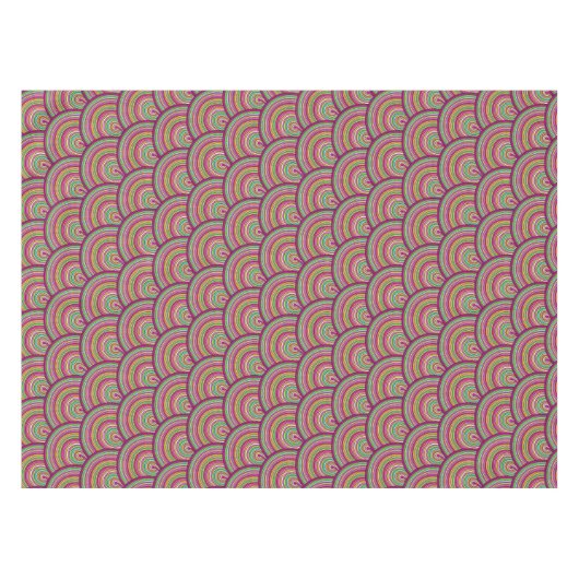 Retro Rainbow Psychedelic Circles Pattern Tafelkleed (Voorkant (Horizontaal))